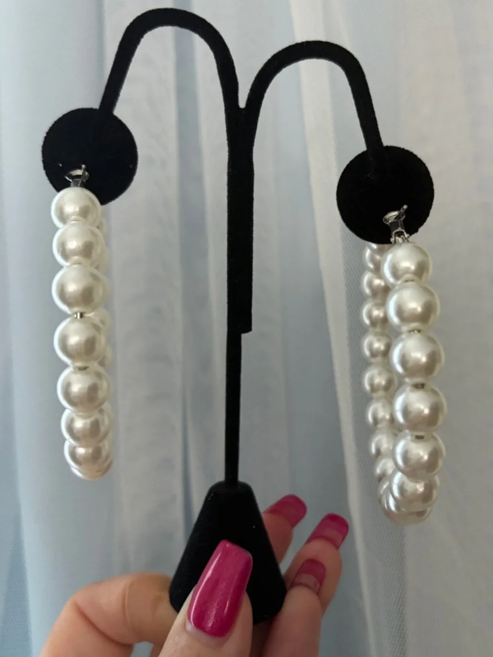 Pearl Hoop Earrings -